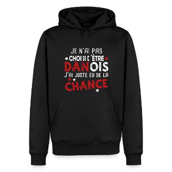 Danoise Danemark Homme Chance Cadeau Pays Humour - Sweat à capuche Premium bio Homme - noir - Devant - Nico (187cm)