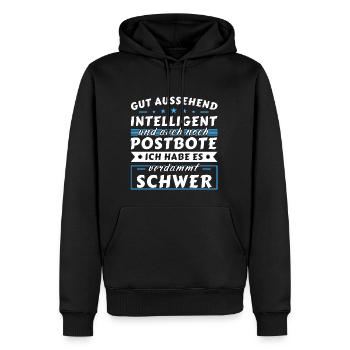 Gut aussehend intelligent - Postbote Edition - Männer Premium Bio Hoodie - Schwarz - Vorne - Nico (187cm)