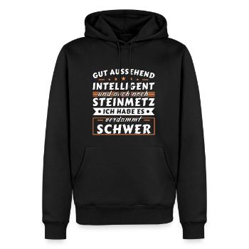 Gut aussehend intelligent - Steinmetz Edition - Männer Premium Bio Hoodie - Schwarz - Vorne - Nico (187cm)