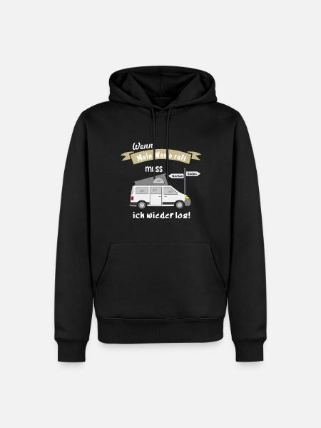 womo ruft campingbus - Männer Premium Bio Hoodie - Schwarz