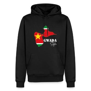 Gwada Style Karte Guadeloupe Flagge - Männer Premium Bio Hoodie - Schwarz - Vorne - Nico (187cm)