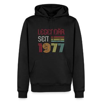 Legendär Seit 1977 Jahr Retro 77er Jahrgang - Männer Premium Bio Hoodie - Schwarz - Vorne - Nico (187cm)