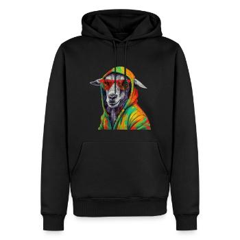 Chèvre avec lunettes de soleil Chèvres fraîches colorées - Sweat à capuche Premium bio Homme - noir - Devant - Nico (187cm)