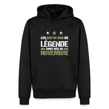 Caporal cadeau anniversaire novembre militaire - Sweat à capuche Premium bio Homme - noir - Devant - Nico (187cm)