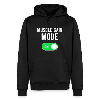 Mode de gain musculaire ON Gym Entraînement de musculation - Sweat à capuche Premium bio Homme - noir - Devant - Nico (187cm)