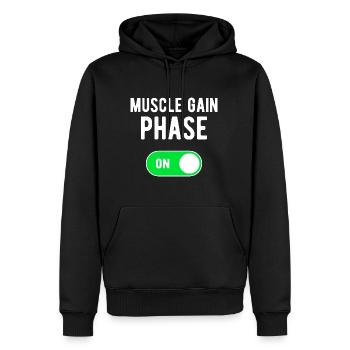 Phase de gain musculaire ON Entraînement de poids de musculation - Sweat à capuche Premium bio Homme - noir - Devant - Nico (187cm)