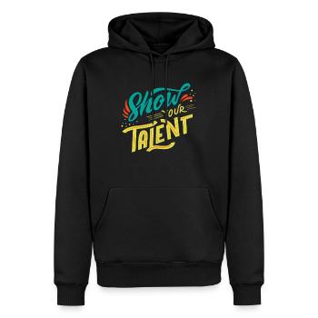 Show your Talent Motto design - Männer Premium Bio Hoodie - Schwarz - Vorne - Nico (187cm)