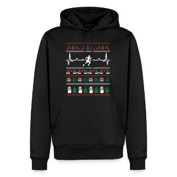 Weihnachtsläufer Herzschlag lustiges Weihnachtsgeschenk - Männer Premium Bio Hoodie - Schwarz - Vorne - Nico (187cm)