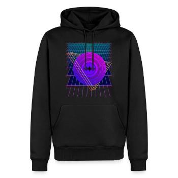 Schallplatte im 80er Jahre Stil. - Männer Premium Bio Hoodie - Schwarz - Vorne - Nico (187cm)