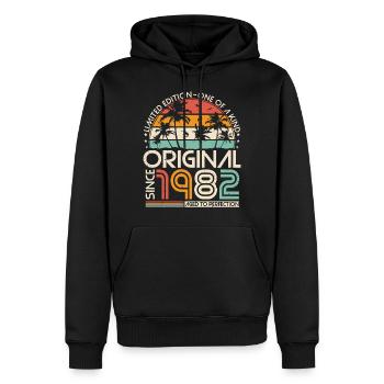 Original 1982 Vintage Anniversaire Rétro - Sweat à capuche Premium bio Homme - noir - Devant - Nico (187cm)