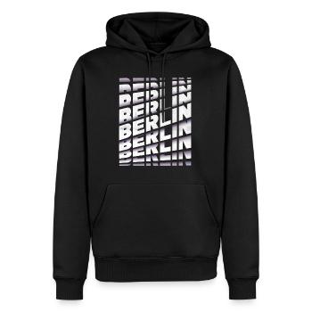 Berlin Deutschland Stadt Schrift Skyline Heimat - Männer Premium Bio Hoodie - Schwarz - Vorne - Nico (187cm)