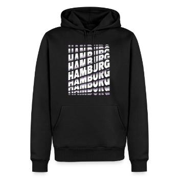 Hambourg Allemagne Ville Font Skyline Accueil - Sweat à capuche Premium bio Homme - noir - Devant - Nico (187cm)