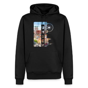 Munich Allemagne Ville Skyline Accueil Amour - Sweat à capuche Premium bio Homme - noir - Devant - Nico (187cm)