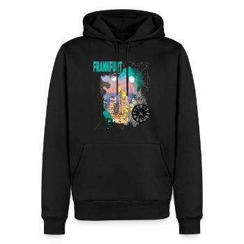 Francfort, Allemagne, ville, Skyline, Vintage Rétro - Sweat à capuche Premium bio Homme - noir - Devant - Nico (187cm)