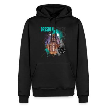 Dresden Germany City Skyline Vintage Retro - Men’s Premium Organic Hoodie - black - Front - Nico (187cm)