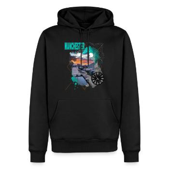Manchester England UK Stadt Skyline Vintage Retro - Männer Premium Bio Hoodie - Schwarz - Vorne - Nico (187cm)