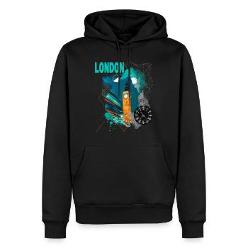 Londres Angleterre UK City Skyline Vintage Retro - Sweat à capuche Premium bio Homme - noir - Devant - Nico (187cm)