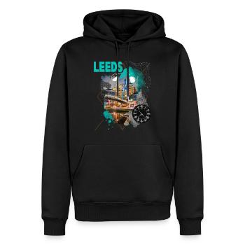 Leeds Angleterre UK City Skyline Vintage Rétro - Sweat à capuche Premium bio Homme - noir - Devant - Nico (187cm)