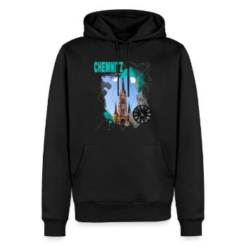 Chemnitz Allemagne Ville Skyline Vintage Rétro - Sweat à capuche Premium bio Homme - noir - Devant - Nico (187cm)