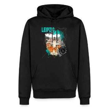 Leipzig Germany City Skyline Vintage Retro - Men’s Premium Organic Hoodie - black - Front - Nico (187cm)