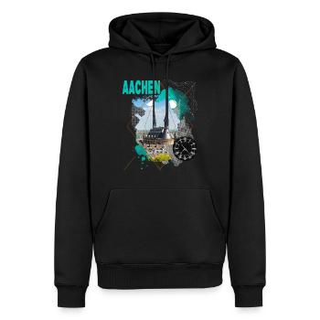 Aachen Deutschland Stadt Skyline Vintage Retro - Männer Premium Bio Hoodie - Schwarz - Vorne - Nico (187cm)