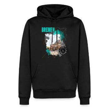 Brême Allemagne City Skyline Vintage Retro - Sweat à capuche Premium bio Homme - noir - Devant - Nico (187cm)