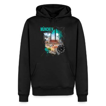 Munich Germany City Skyline Vintage Retro - Men’s Premium Organic Hoodie - black - Front - Nico (187cm)