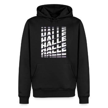 Halle Deutschland Stadt Schrift Skyline Heimat - Männer Premium Bio Hoodie - Schwarz - Vorne - Nico (187cm)
