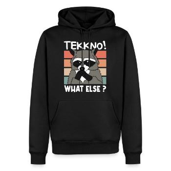 TEKKNO RACOON Weihnachten Geschenk - Männer Premium Bio Hoodie - Schwarz - Vorne - Nico (187cm)