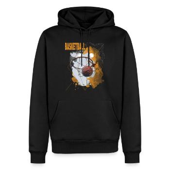 Basketball Korb Basketballer Dunking Sport Retro - Männer Premium Bio Hoodie - Schwarz - Vorne - Nico (187cm)