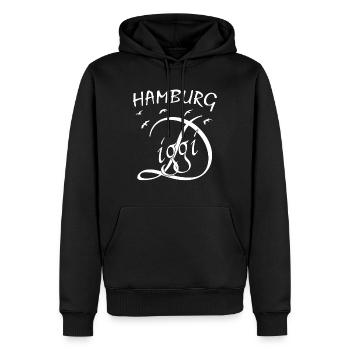 Hamburg Diggi - Männer Premium Bio Hoodie - Schwarz - Vorne - Nico (187cm)
