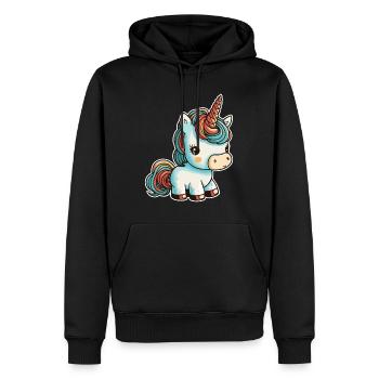 Einhorn Bunt Farben Süß Niedlich Cartoon Comic - Männer Premium Bio Hoodie - Schwarz - Vorne - Nico (187cm)