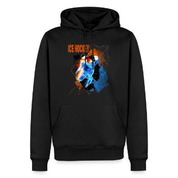Eishockey Spieler Eishockeyspieler Neon Bunt - Männer Premium Bio Hoodie - Schwarz - Vorne - Nico (187cm)