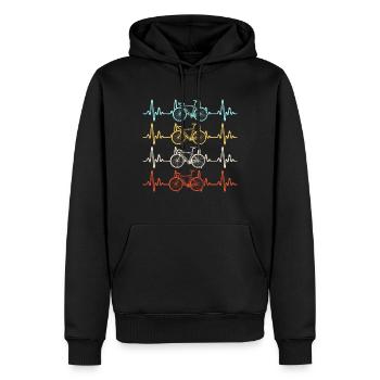 Vintage Retro Heartbeat Bicycling - Men’s Premium Organic Hoodie - black - Front - Nico (187cm)