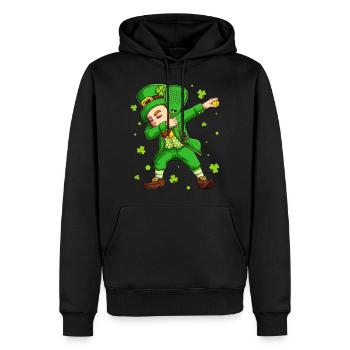 Padel Tennis Dabbing Leprechaun St Patrick Tag - Männer Premium Bio Hoodie - Schwarz - Vorne - Nico (187cm)