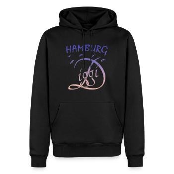 Hamburg Diggi - Männer Premium Bio Hoodie - Schwarz - Vorne - Nico (187cm)