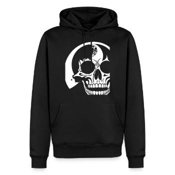 Horreur Crâne Crâne Art Crâne Gothique Heavy Metal - Sweat à capuche Premium bio Homme - noir - Devant - Nico (187cm)