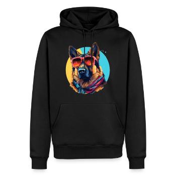 Urban Guardian: Straßenstimmung für Schäferhunde - Männer Premium Bio Hoodie - Schwarz - Vorne - Nico (187cm)