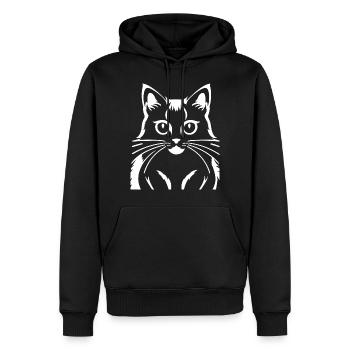 Lustige Katzensilhouette Freche Spaßkatzen - Männer Premium Bio Hoodie - Schwarz - Vorne - Nico (187cm)