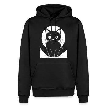 Drôle Chat Silhouette Effronté Fun Chats - Sweat à capuche Premium bio Homme - noir - Devant - Nico (187cm)
