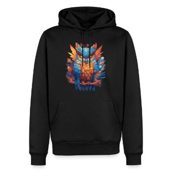 Eule Vogel Natur Blumen Mystisch Bunt Kunst Motiv - Männer Premium Bio Hoodie - Schwarz - Vorne - Nico (187cm)