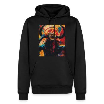 The Devil mit Pentagramm, Totenkopf, Teufel - Männer Premium Bio Hoodie - Schwarz - Vorne - Nico (187cm)