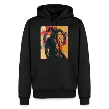 The Devil - Skull, Totenkopf, Teufel - Männer Premium Bio Hoodie - Schwarz - Vorne - Nico (187cm)