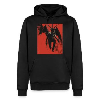 The Devil - Skull, Totenkopf, Teufel - Männer Premium Bio Hoodie - Schwarz - Vorne - Nico (187cm)