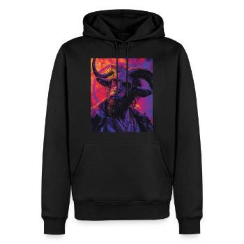 The Devil - Skull, Totenkopf, Teufel - Männer Premium Bio Hoodie - Schwarz - Vorne - Nico (187cm)