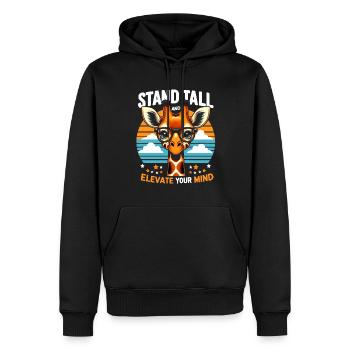 Smart Giraffe Stand tall & Elevate Your Mind - Men’s Premium Organic Hoodie - black - Front - Nico (187cm)