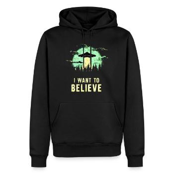 Des toons #lovely OVNI - Sweat à capuche Premium bio Homme - noir - Devant - Nico (187cm)