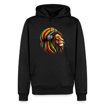 Rasta Reggae Headphone Jamaican Pride Lion Judah - Sweat à capuche Premium bio Homme - noir - Devant - Nico (187cm)