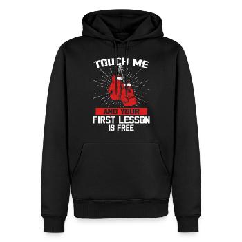 Touch Me et votre première leçon de boxe est gratuite - Sweat à capuche Premium bio Homme - noir - Devant - Nico (187cm)