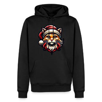 Katze Retro Weihnachten - Männer Premium Bio Hoodie - Schwarz - Vorne - Nico (187cm)